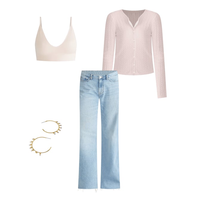 Cable Knit Buttoned Crew Cardigan