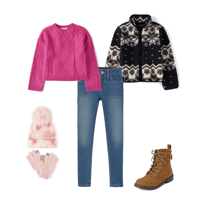 4th bundle featuring 4 items which compliment Girls Print Sherpa Zip Up Jacket