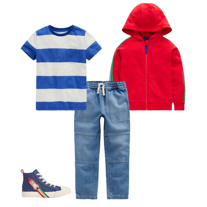 1st bundle featuring 3 items which compliment Everyday Short Sleeve T-Shirt-Bright Blue /Soft Ivory Stripe
