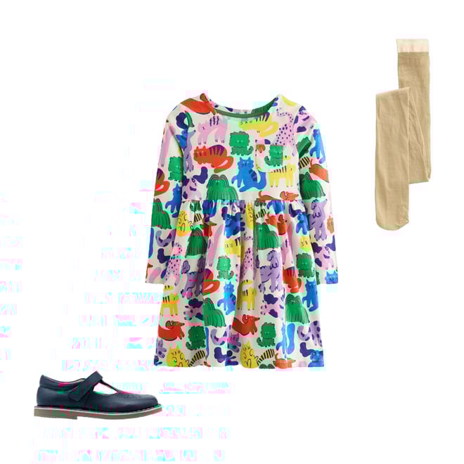 2nd bundle featuring 2 items which compliment Long-Sleeved Fun Jersey Dress-Multi Oatmeal Rainbow Pets