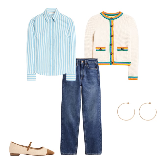 2nd bundle featuring 4 items which compliment Sienna Cotton Shirt-Duck Egg Blue Stripe