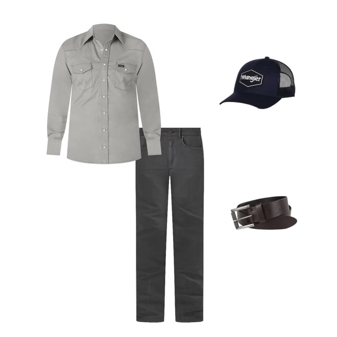 Premium Performance Advanced Comfort Cowboy Cut® Long Sleeve Spread Collar Solid Shirt in Cement