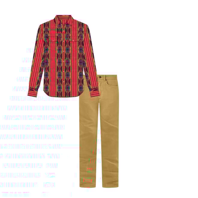 Men's Checotah® Long Sleeve Western Snap Printed Shirt in Amaranth