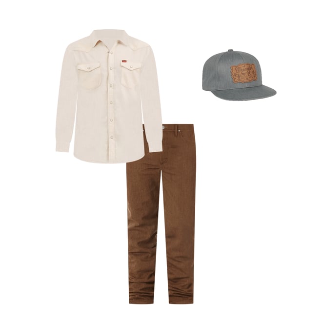 Men's Denim Western Snap Shirt in Ecru