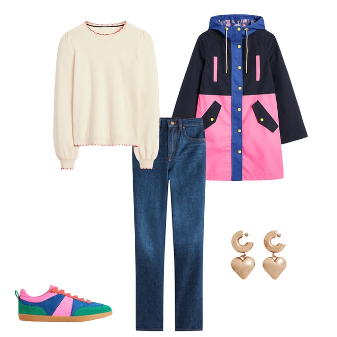 1st bundle featuring 4 items which compliment Wells Waterproof Hooded Coat-Colourblock