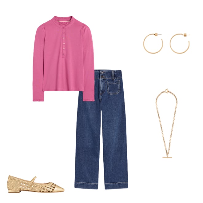 1st bundle featuring 4 items which compliment Supersoft Frill Henley Top-Purple Damson