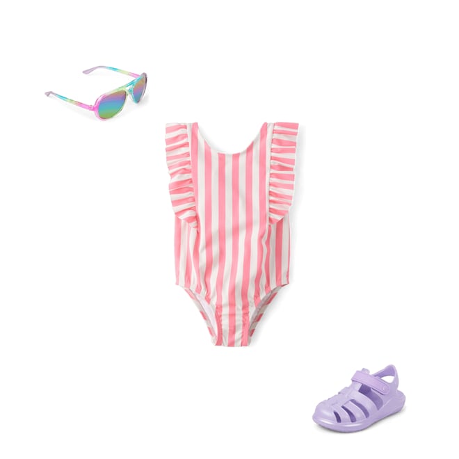 3rd bundle featuring 2 items which compliment Baby And Toddler Girls Striped Flutter One Piece Swimsuit