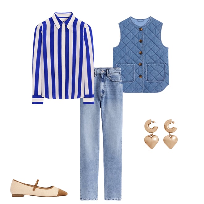 2nd bundle featuring 4 items which compliment Sienna Silk Shirt-Bright Blue Wide Stripe