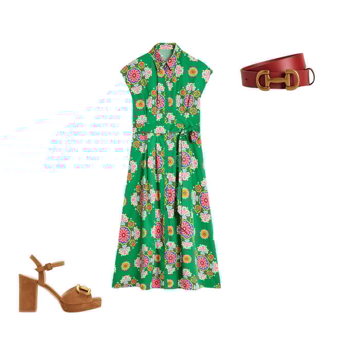 1st bundle featuring 2 items which compliment Rachel Cotton Midi Shirt Dress-Rich Emerald, Meadow Posy