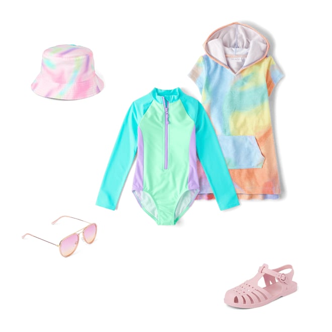 4th bundle featuring 4 items which compliment Girls Rainbow Tie Dye Terry Swim Cover-Up