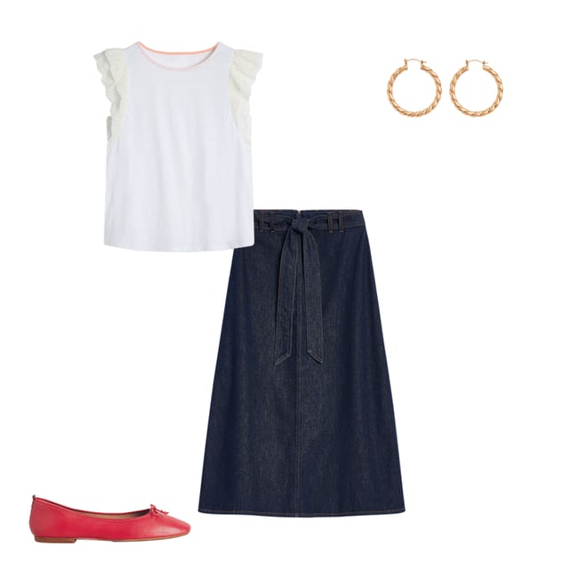 1st bundle featuring 3 items which compliment Belle Broderie Sleeve Top-White