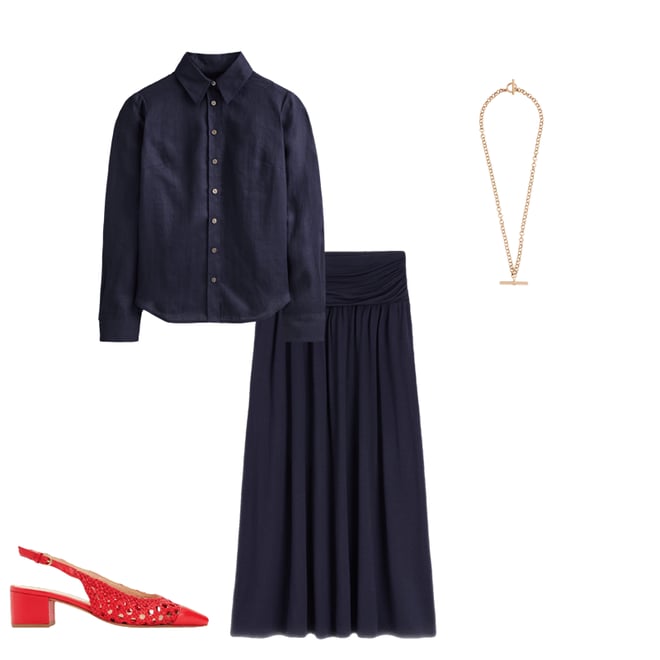 6th bundle featuring 3 items which compliment Rosaline Jersey Skirt-Navy