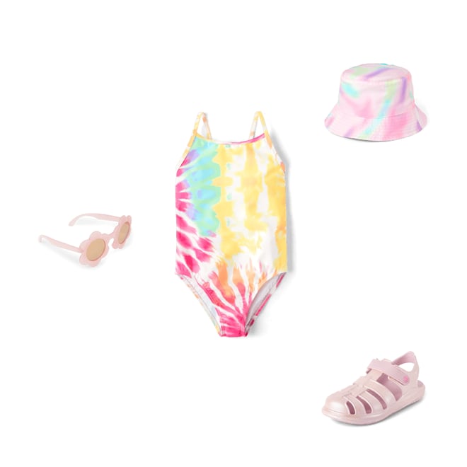 1st bundle featuring 3 items which compliment Girls Print Cross Back One Piece Swimsuit