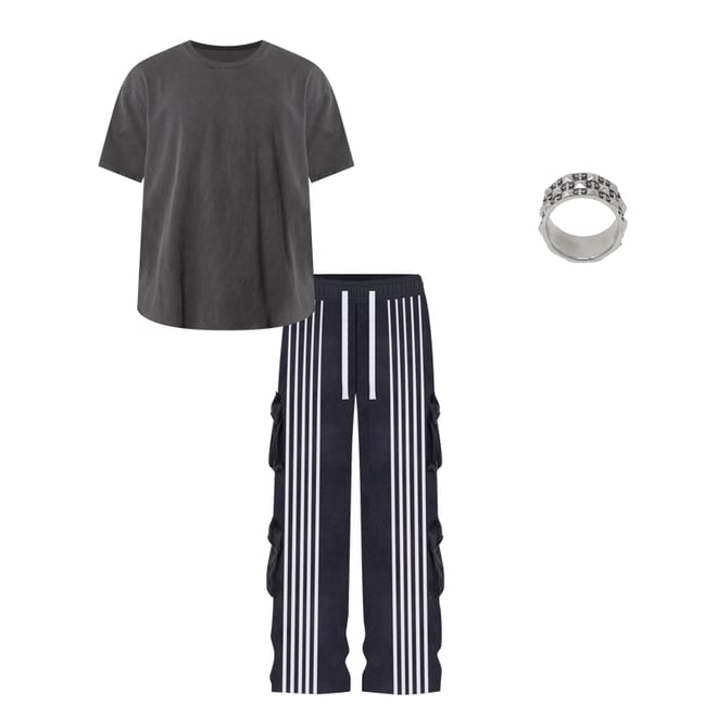 Front Stripe Sweatpants - Washed Black | mnml | shop now
