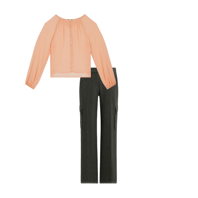 Sheer Smocked Balloon Sleeve Button Up Shirt | Express