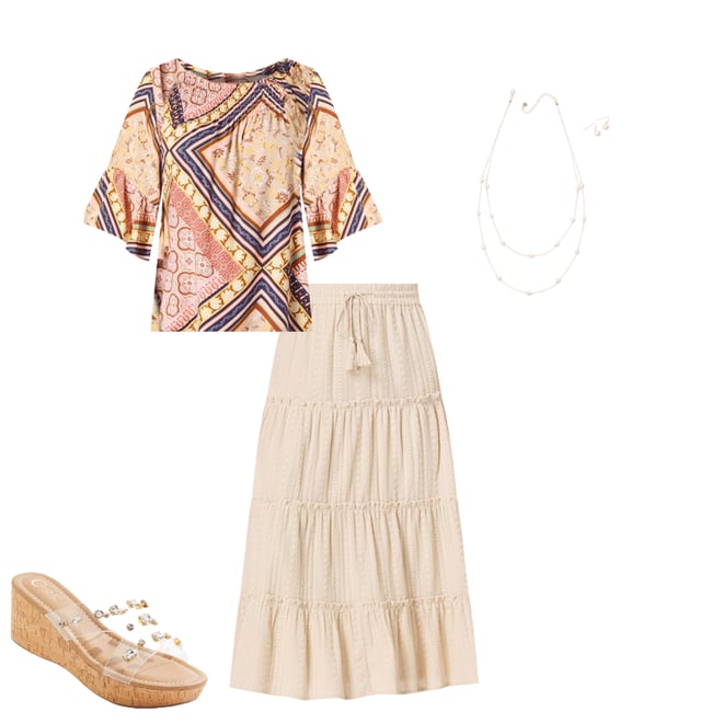  Cato Fashions | Cato Smocked Neck Patchwork Poet Top