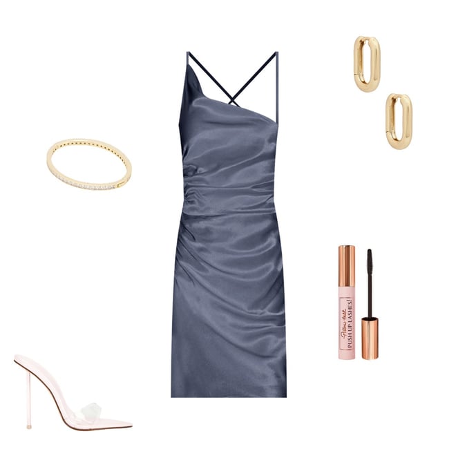 Shona Joy La Lune Asymmetrical Bias Cowl Midi Dress in Blue Smoke | REVOLVE