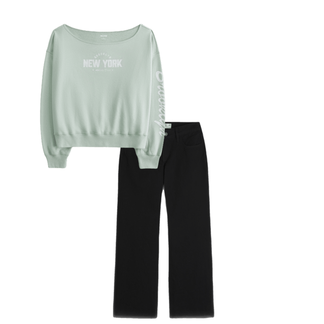 Easy Off-the-Shoulder Brooklyn Graphic Sweatshirt