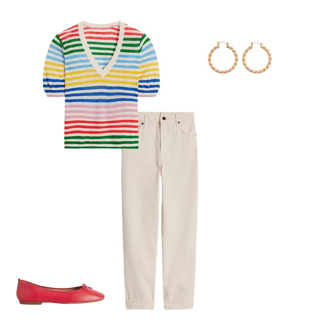 3rd bundle featuring 3 items which compliment Mid Rise Relaxed Jeans-Ecru