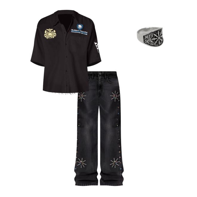 V376 Studded Baggy Denim - Washed Black | mnml | shop now