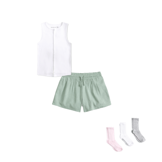 linen-blend pull-on shorts