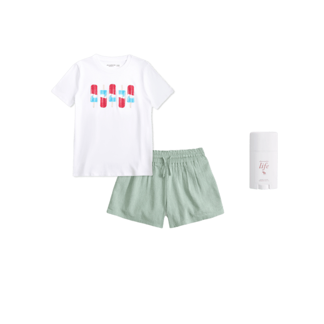 linen-blend pull-on shorts