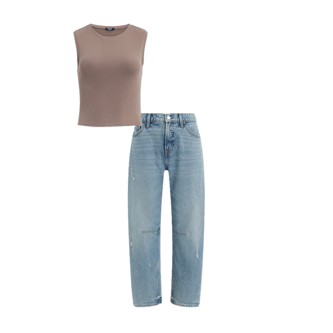 Fitted Ribbed Crew Neck Cropped Tank