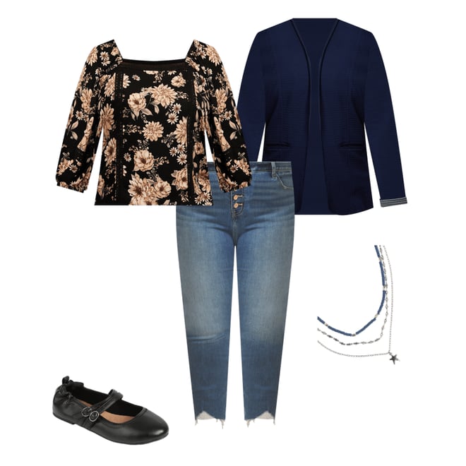 Plus Size Floral Crochet Trim Blouse