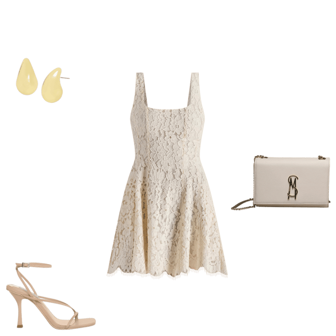KNIGHTLEY White Lace Square Neck Mini Dress | Women's Designer Dresses   Steve Madden Canada