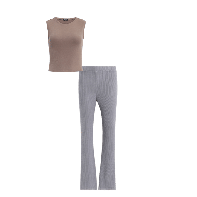 Fitted Ribbed Crew Neck Cropped Tank