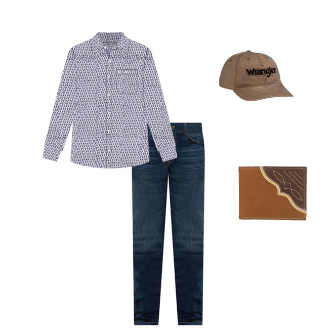 Wrangler® George Strait™ Long Sleeve Button Down One Pocket Shirt in Amethyst Fin