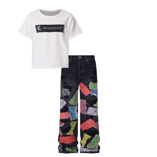 Distressed Wide Neck Tee - Antique White