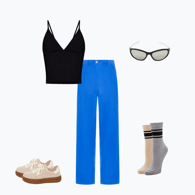 Textured Wide-Leg Pants