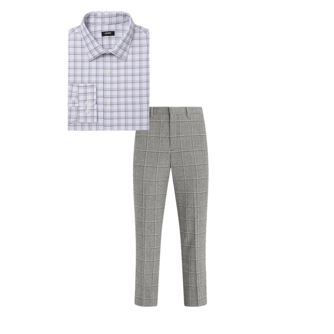 Slim Gray Plaid Wool-blend Suit Pant | Express