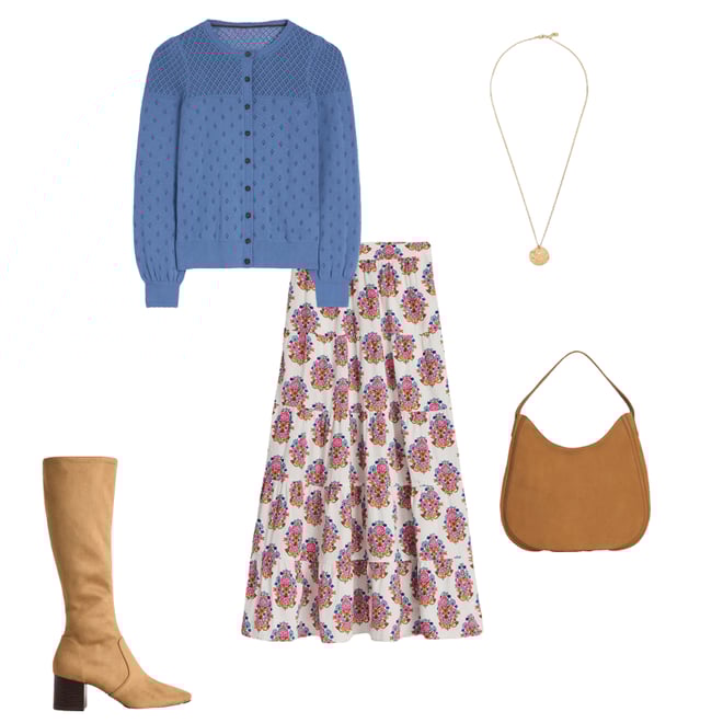 1st bundle featuring 4 items which compliment Nadia Poplin Maxi Skirt-Ivory, Wildflower Stamp