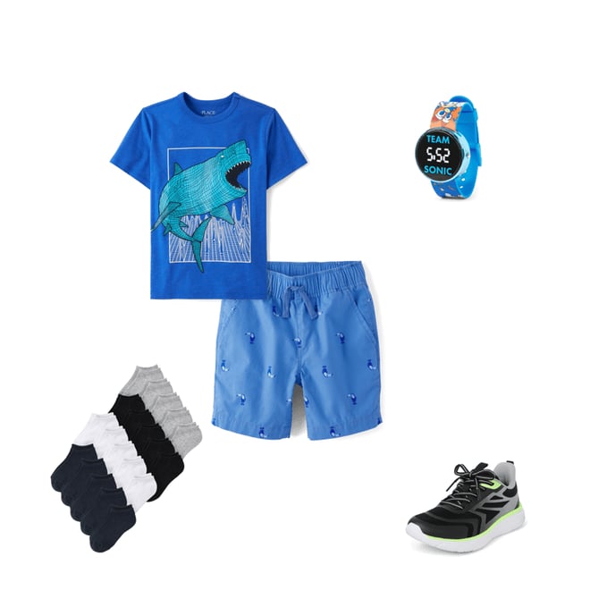 1st bundle featuring 4 items which compliment Boys Shark Graphic Tee