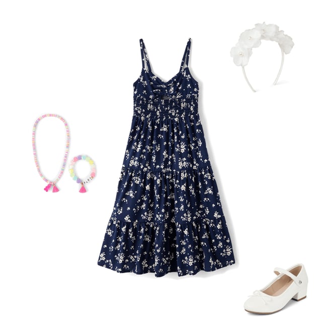 2nd bundle featuring 3 items which compliment Girls Print Smocked Maxi Tiered Dress