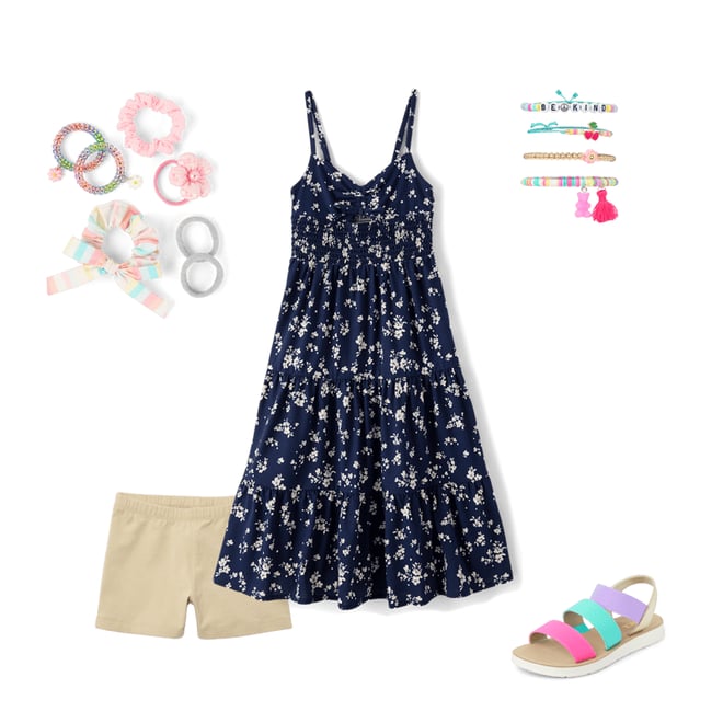 3rd bundle featuring 4 items which compliment Girls Print Smocked Maxi Tiered Dress