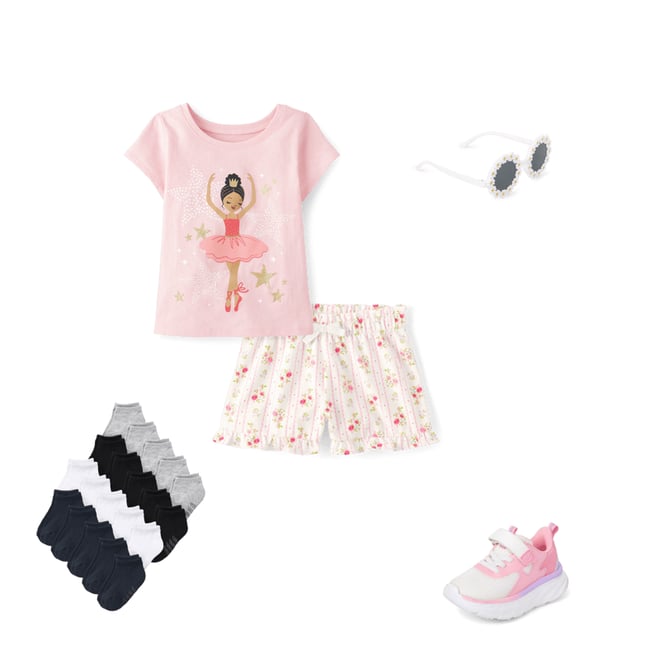 3rd bundle featuring 4 items which compliment Toddler Girls Floral Ruffle Paperbag Waist Shorts