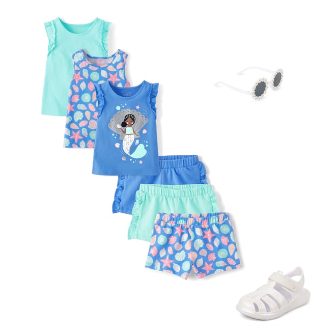 4th bundle featuring 3 items which compliment Toddler Girls Seashell Shorts 3-Pack