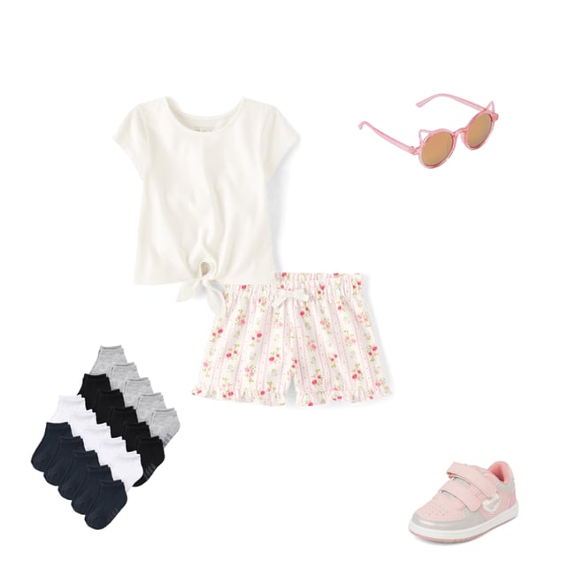 2nd bundle featuring 4 items which compliment Toddler Girls Floral Ruffle Paperbag Waist Shorts