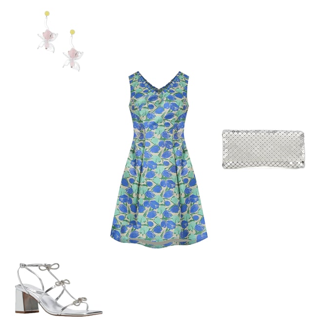 Jacquard Floral Halter Mini Dress