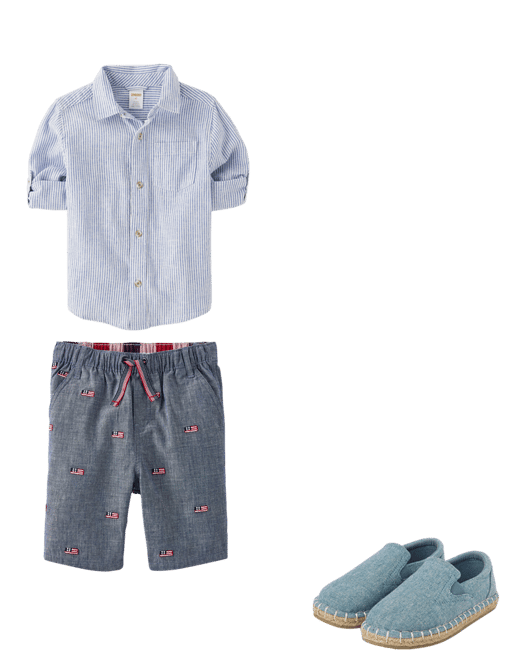 Boys Dad And Me Striped Button Up Shirt - Linen