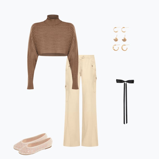 Drawstring Wide-Leg Cargo Pants