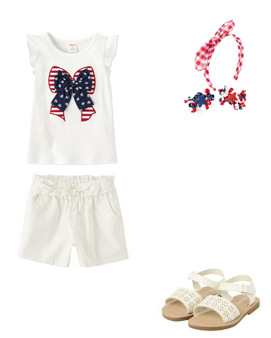 HGGIRLSツムリA&C Girls Short Sleeve Embroidered Graphic Ruffle Top - American