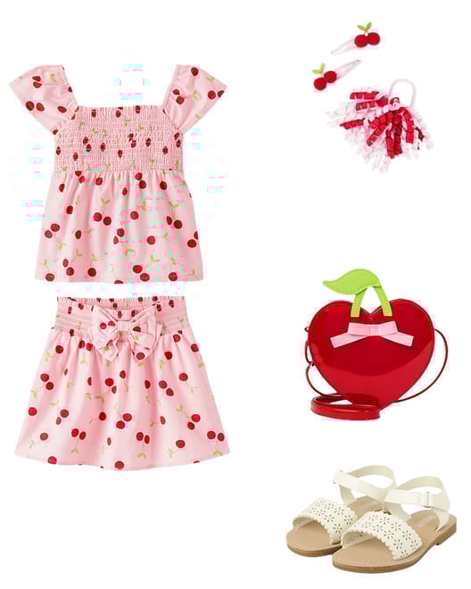 2nd bundle featuring 4 items which compliment Girls Cherry Smocked Top