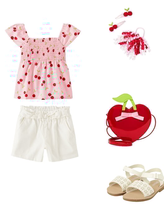 3rd bundle featuring 4 items which compliment Girls Cherry Smocked Top