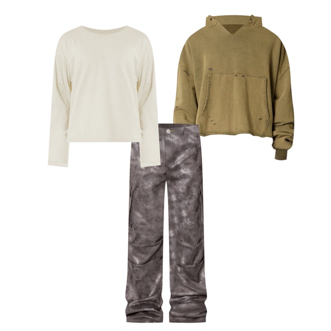 Baggy Dual Tone Sueded Cargo Pants - Grey | mnml | shop now