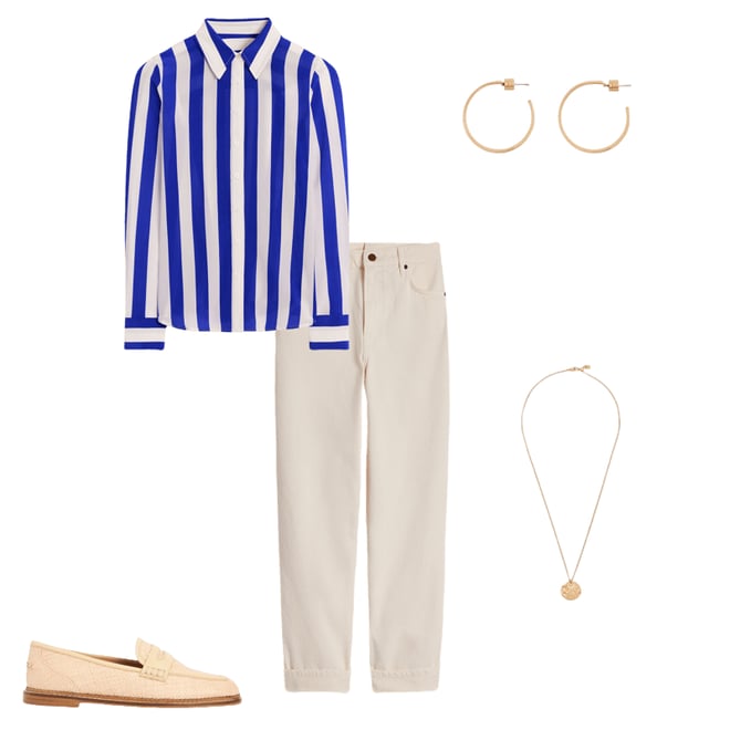 1st bundle featuring 4 items which compliment Sienna Silk Shirt-Bright Blue Wide Stripe