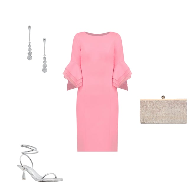 【海外限定】AdriannaPapell ドレス☆Pink Bell Sleeve Tie Fron Buy Adrianna Papell Pink Bell Sleeve Tie Front Dress from